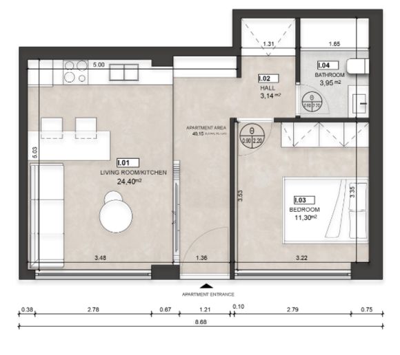 Квартира в Афинах, Греция, 49.15 м² - фото 6