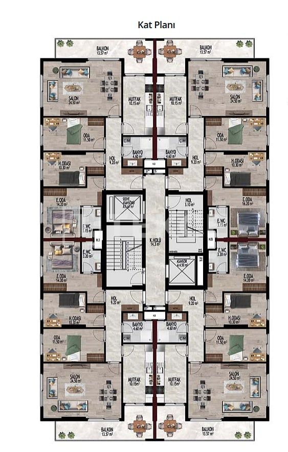 Апартаменты Байраклы, Турция, 105 м² - фото 6