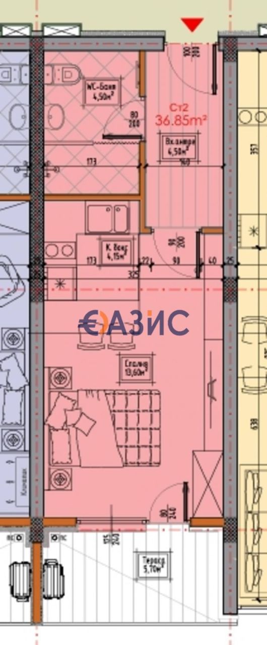 Апартаменты в Кошарице, Болгария, 53 м² - фото 14