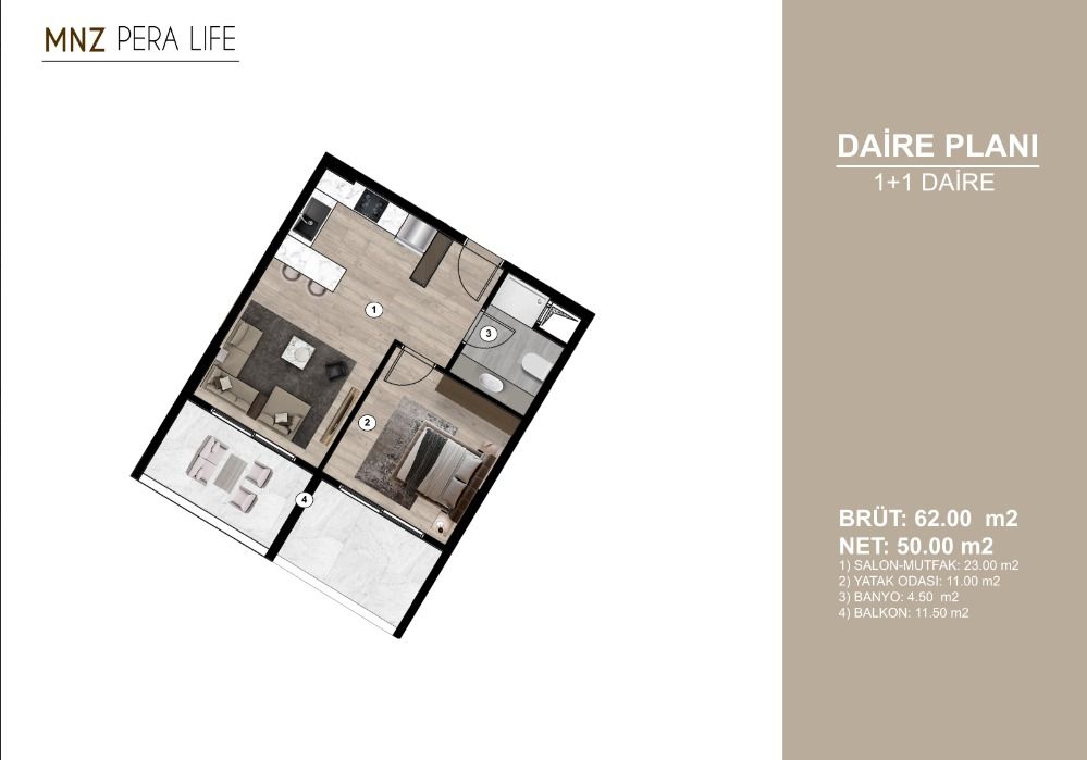 Квартира в Мерсине, Турция, 65 м² - фото 4