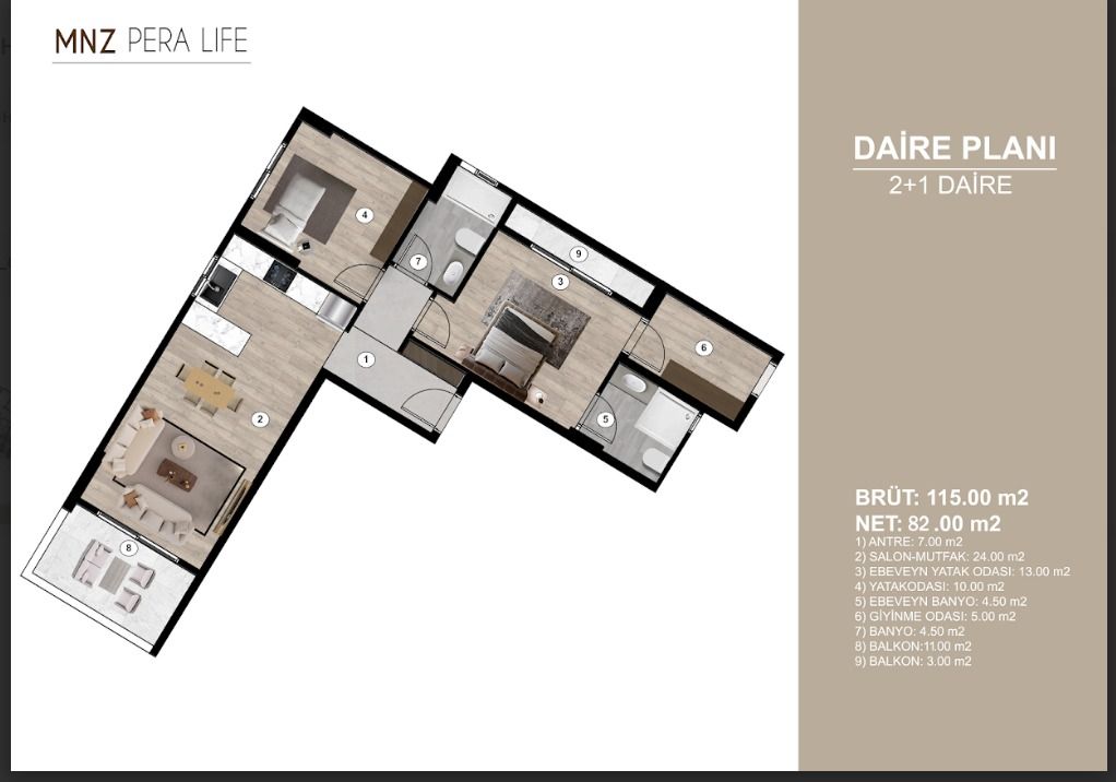 Квартира в Мерсине, Турция, 65 м² - фото 11