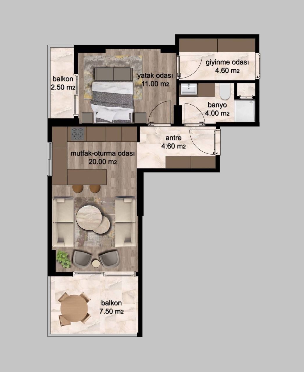 Квартира в Мерсине, Турция, 43 м² - фото 1