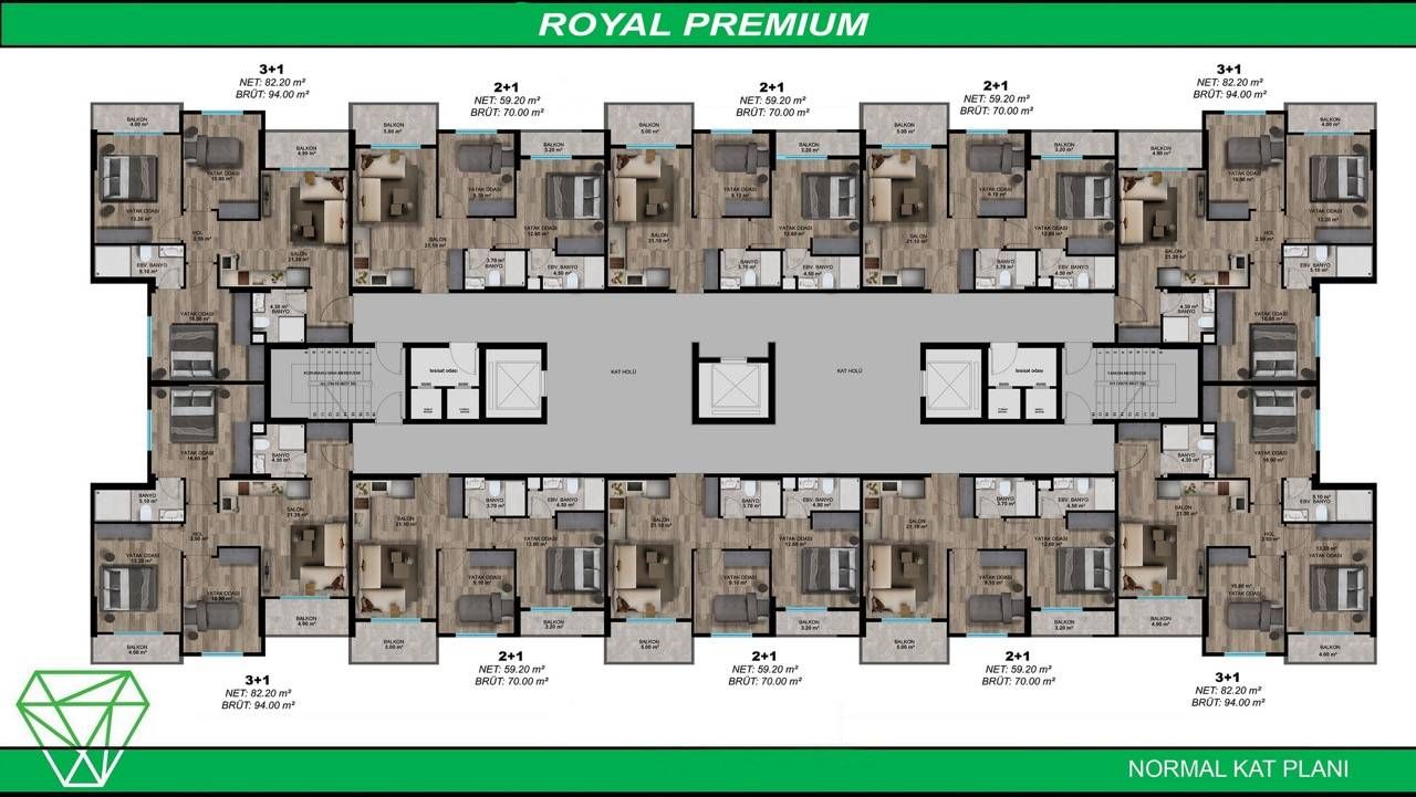 Квартира в Мерсине, Турция, 70 м² - фото 1