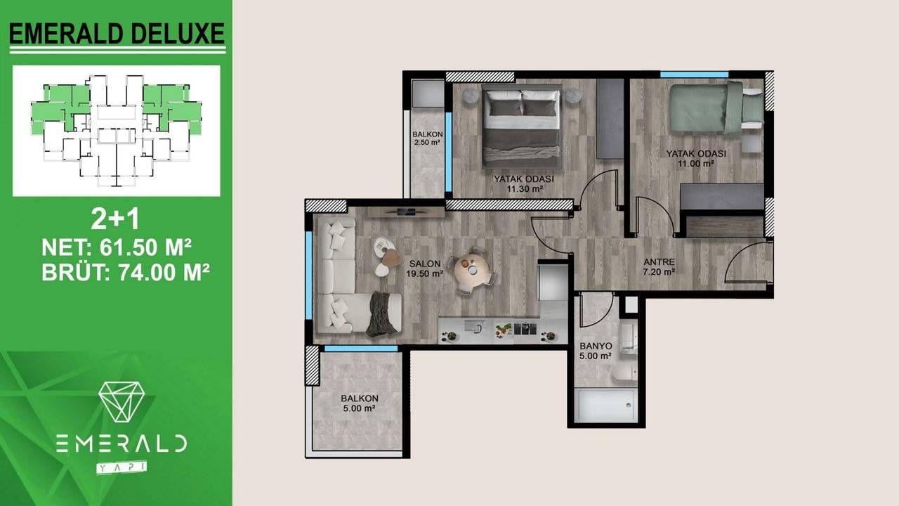 Квартира в Мерсине, Турция, 74 м² - фото 1