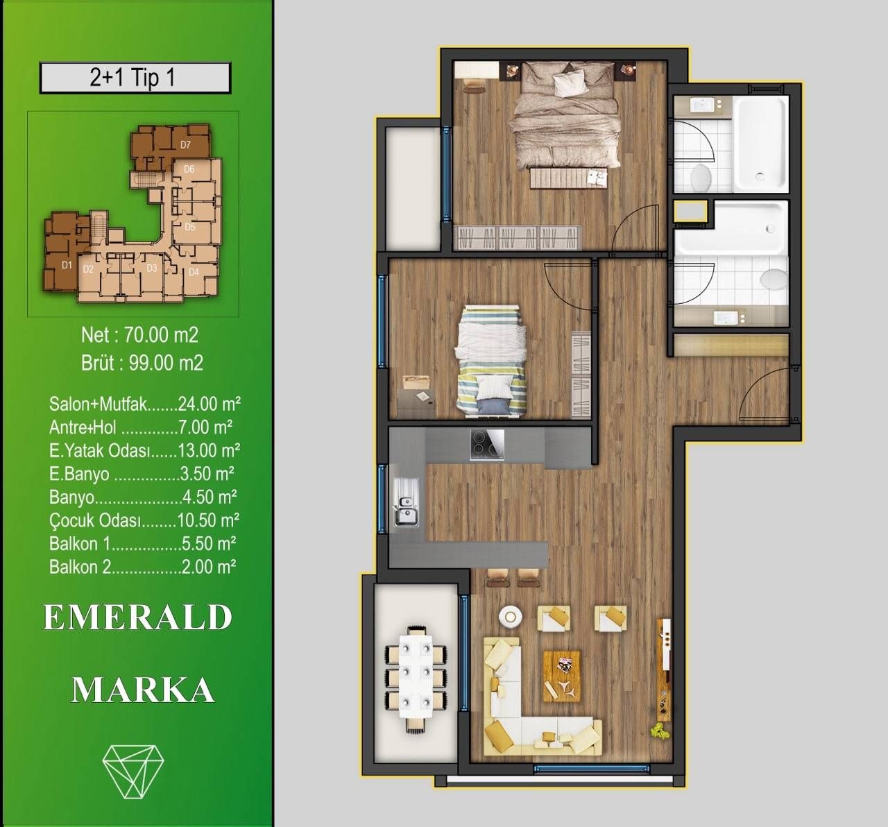 Квартира в Мерсине, Турция, 99 м² - фото 1