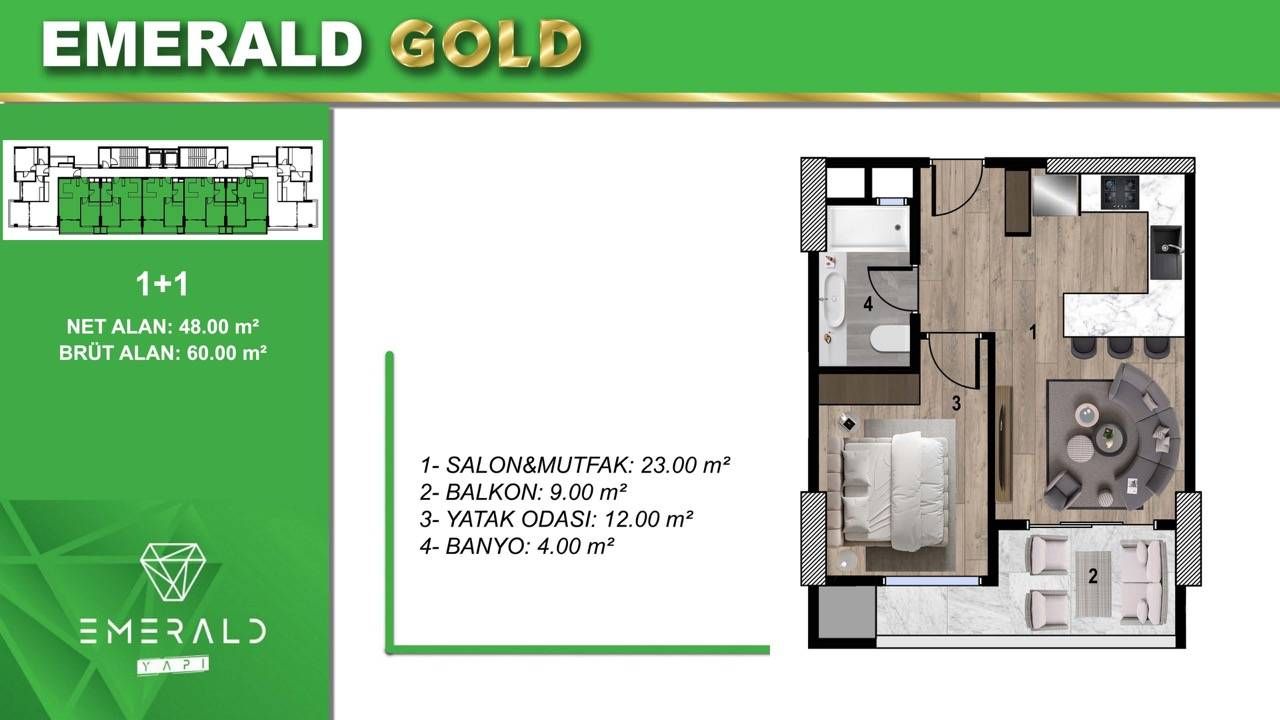 Квартира в Мерсине, Турция, 60 м² - фото 9