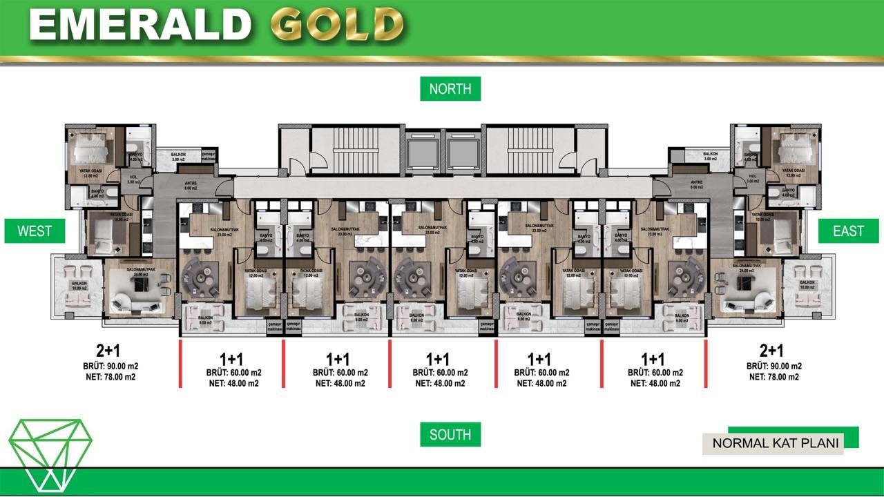 Квартира в Мерсине, Турция, 60 м² - фото 11