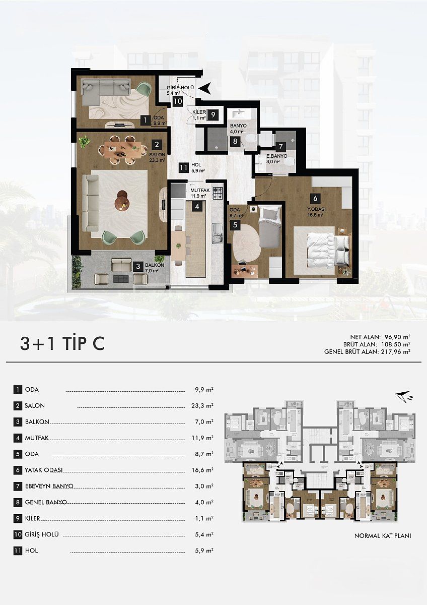 Апартаменты Байраклы, Турция, 119 м² - фото 7