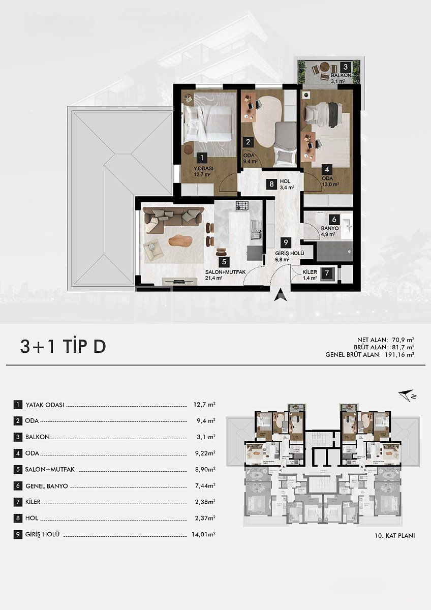 Апартаменты Байраклы, Турция, 119 м² - фото 8