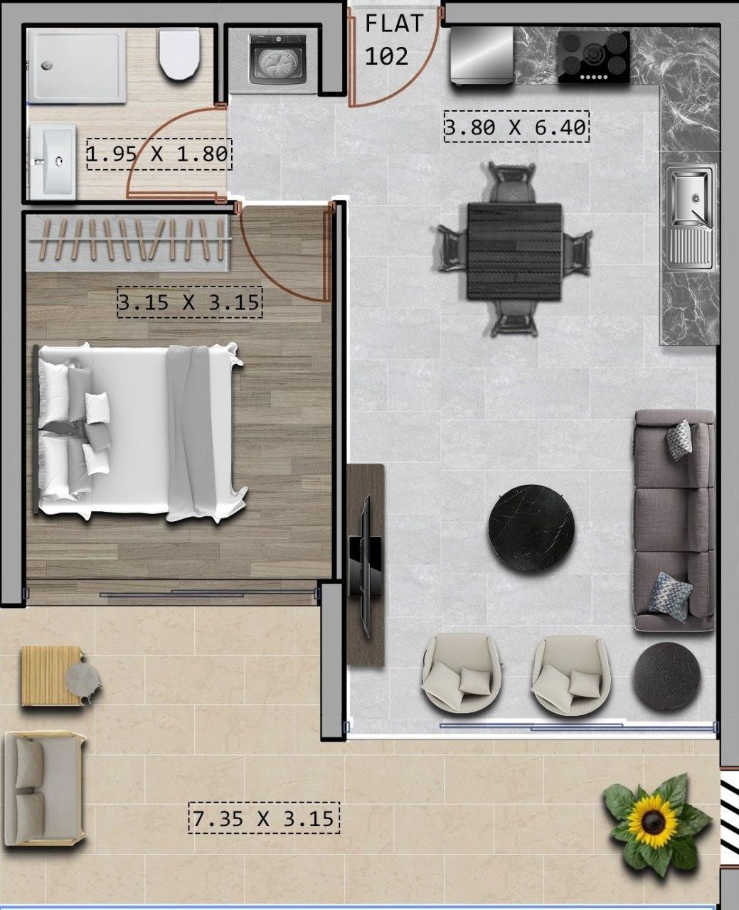 Апартаменты в Ларнаке, Кипр, 71 м² - фото 2