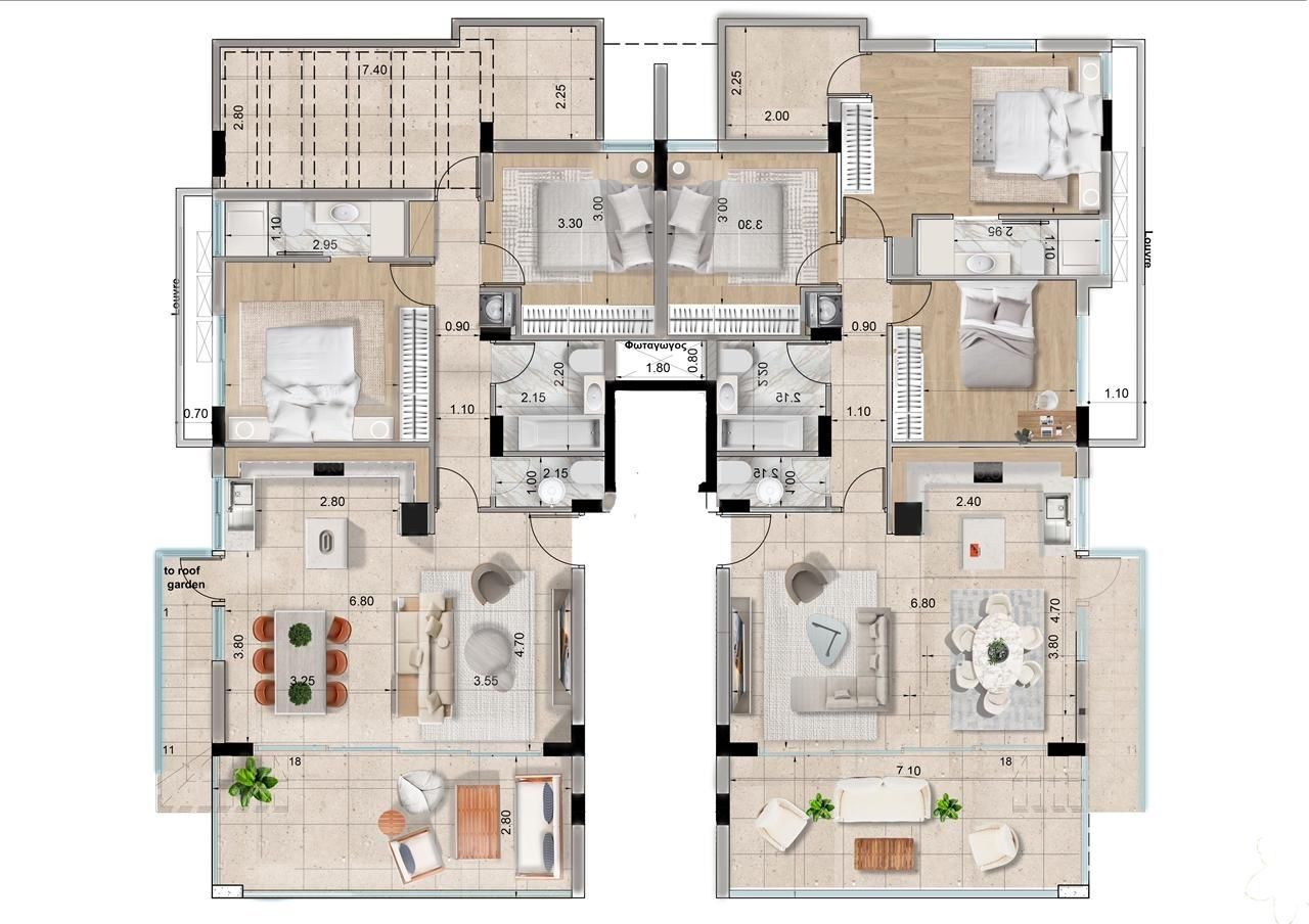 Апартаменты в Ларнаке, Кипр, 130 м² - фото 7