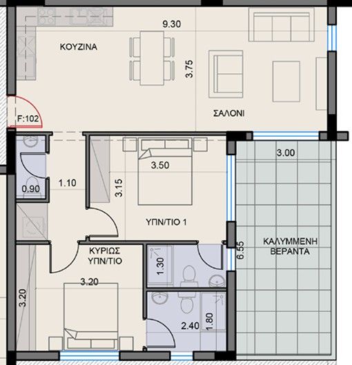 Апартаменты в Ларнаке, Кипр, 104 м² - фото 9