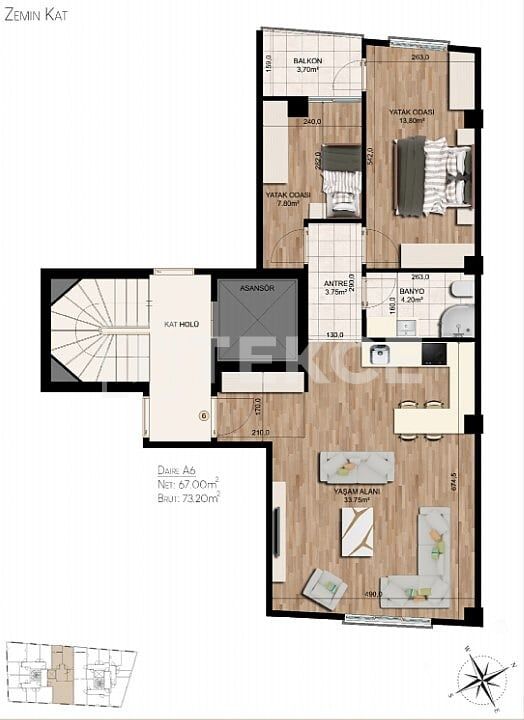 Пентхаус в Стамбуле, Турция, 69 м² - фото 1