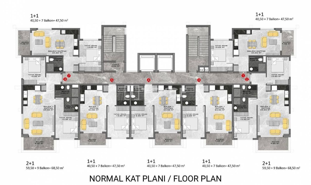 Апартаменты в Алании, Турция, 55 м² - фото 18