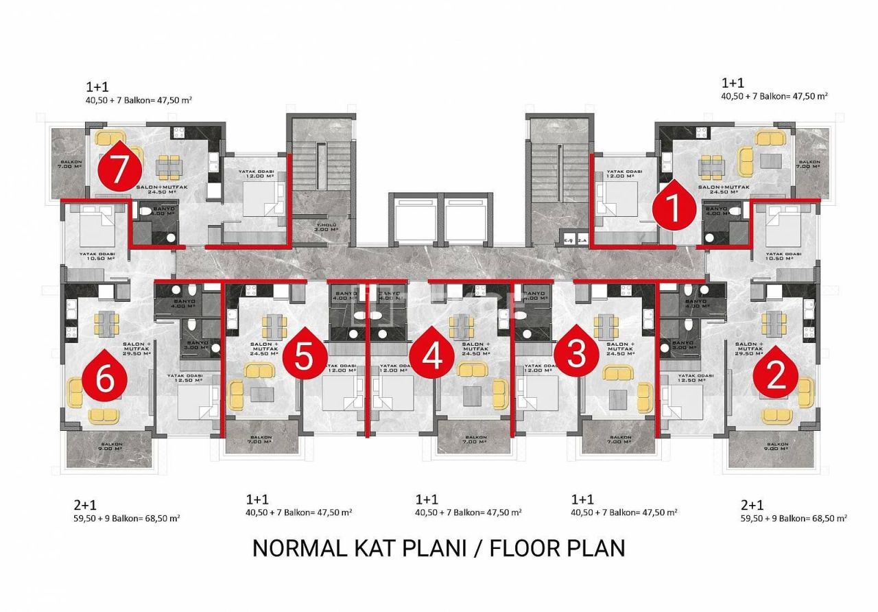 Апартаменты в Алании, Турция, 90 м² - фото 19