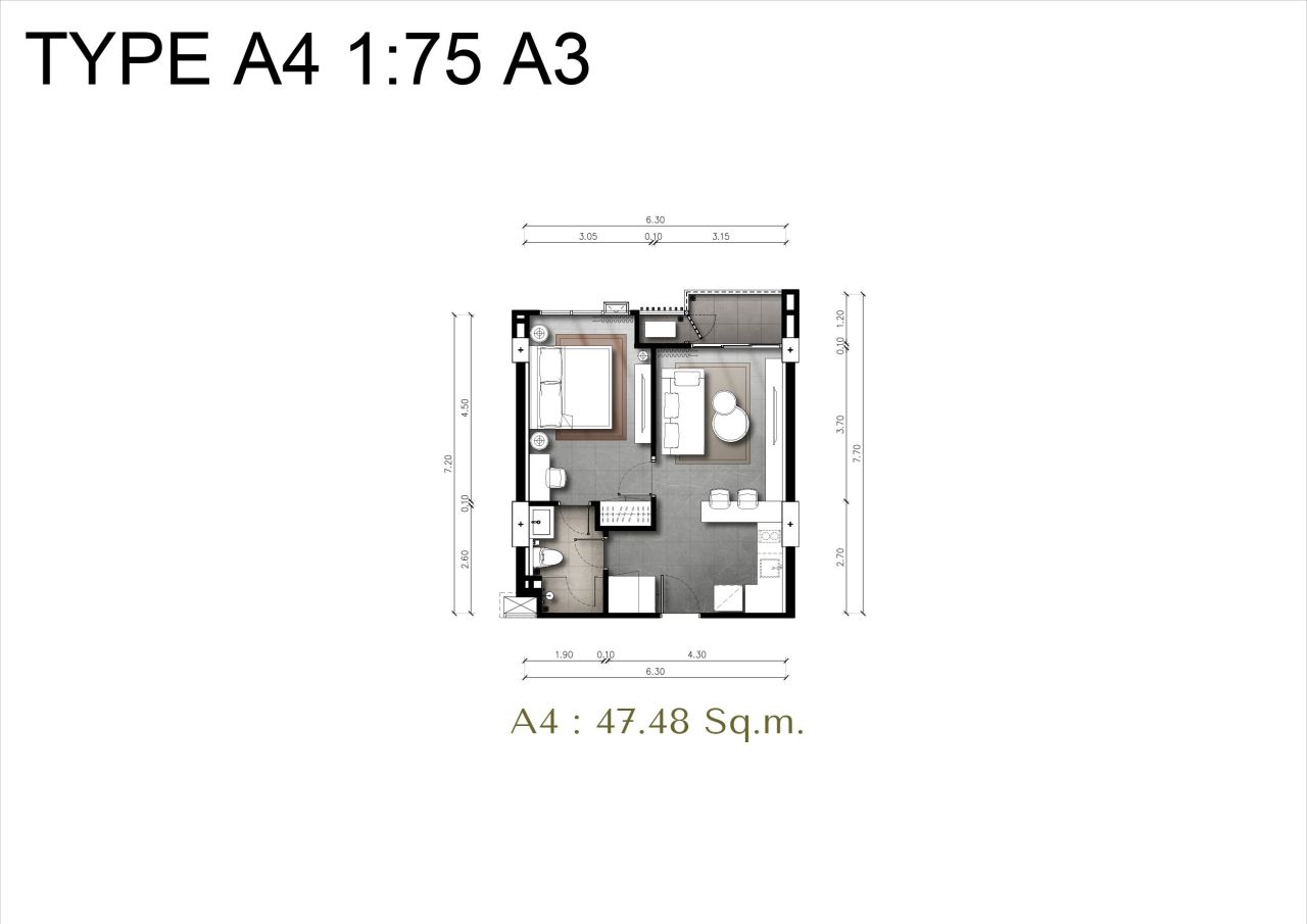 Квартира в Паттайе, Таиланд, 47.48 м² - фото 2