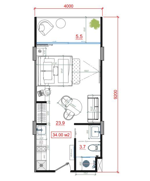 Студия на Пхукете, Таиланд, 34 м² - фото 7