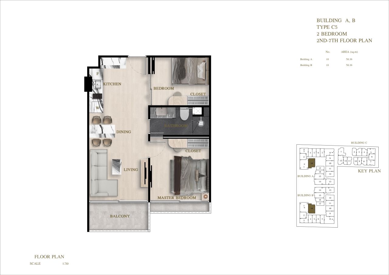 Квартира в Паттайе, Таиланд, 58.36 м² - фото 2
