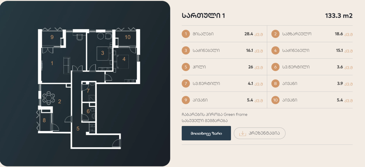 Квартира в Тбилиси, Грузия, 137 м² - фото 2