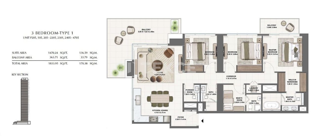 Апартаменты в Дубае, ОАЭ, 122 м² - фото 15