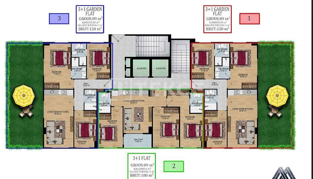 Апартаменты в Алании, Турция, 100 м² - фото 19