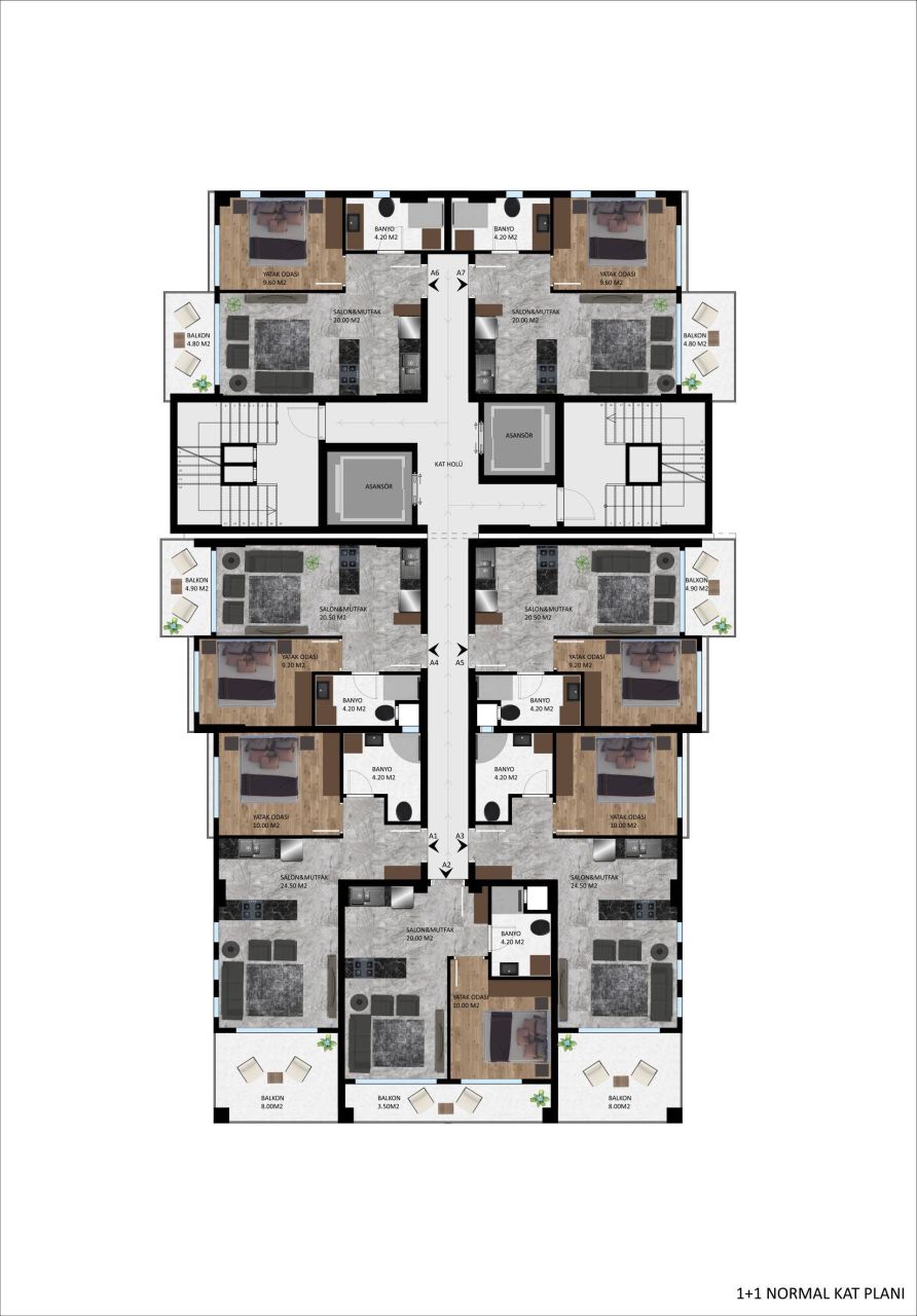 Квартира в Мерсине, Турция, 65 м² - фото 4