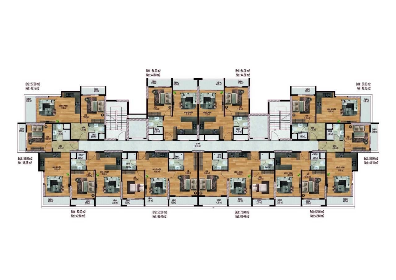 Квартира в Мерсине, Турция, 58 м² - фото 4