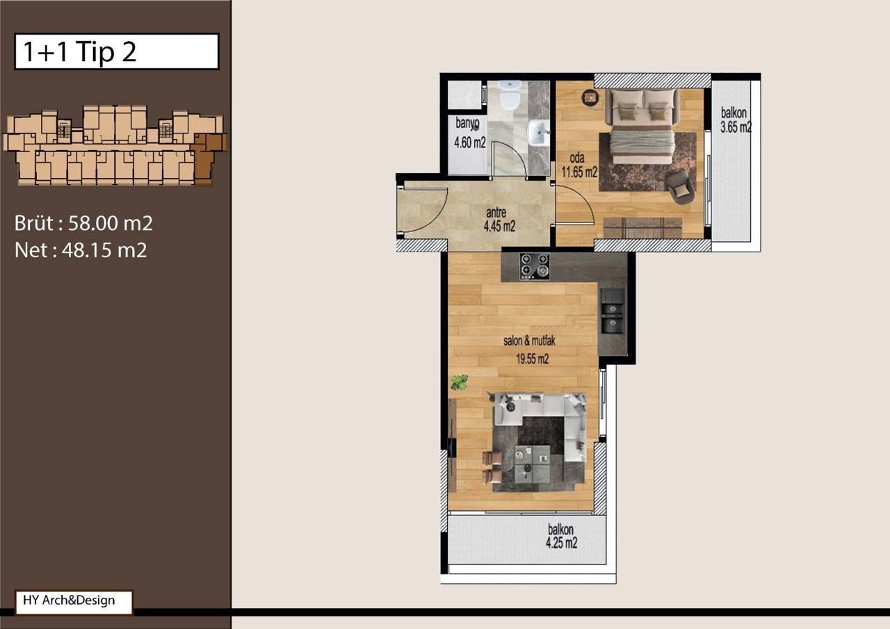 Квартира в Мерсине, Турция, 58 м² - фото 7