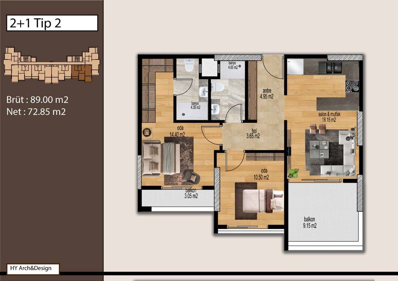 Квартира в Мерсине, Турция, 64 м² - фото 7