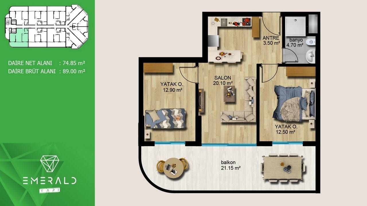 Квартира в Мерсине, Турция, 96 м² - фото 7