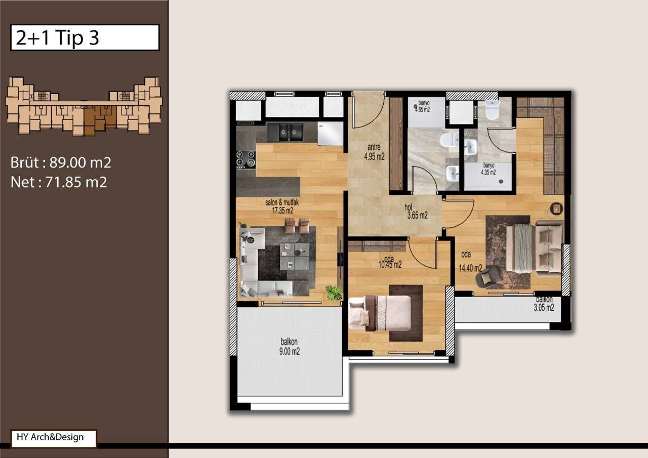 Квартира в Мерсине, Турция, 64 м² - фото 8