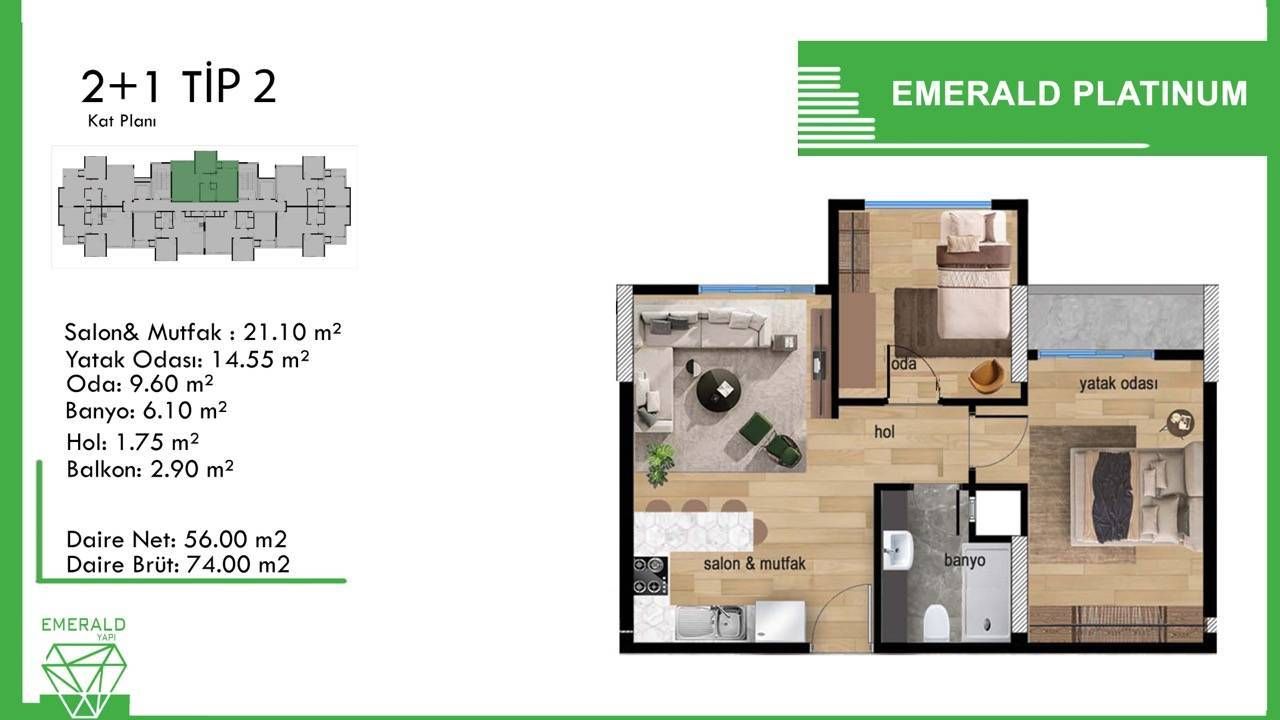 Квартира в Мерсине, Турция, 74 м² - фото 8
