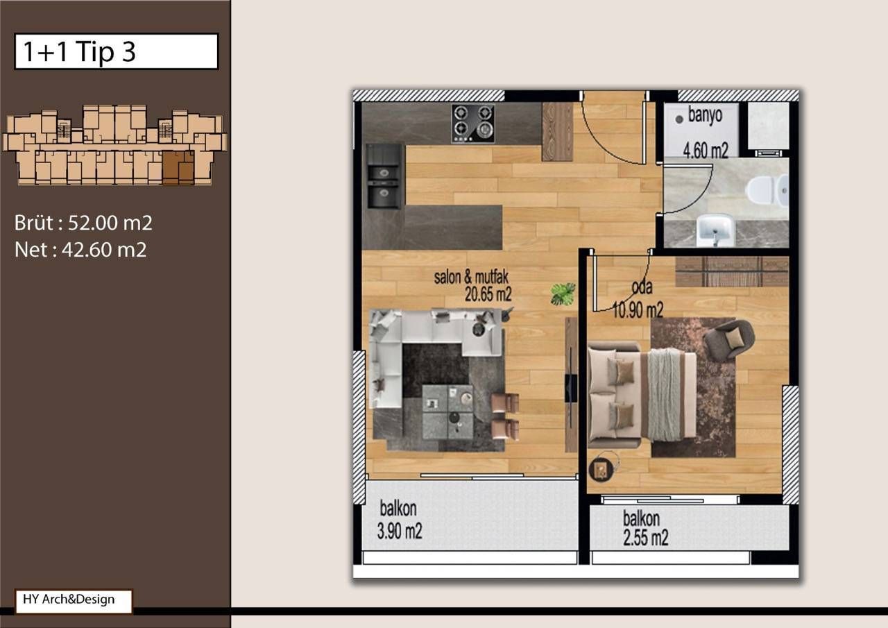 Квартира в Мерсине, Турция, 58 м² - фото 8