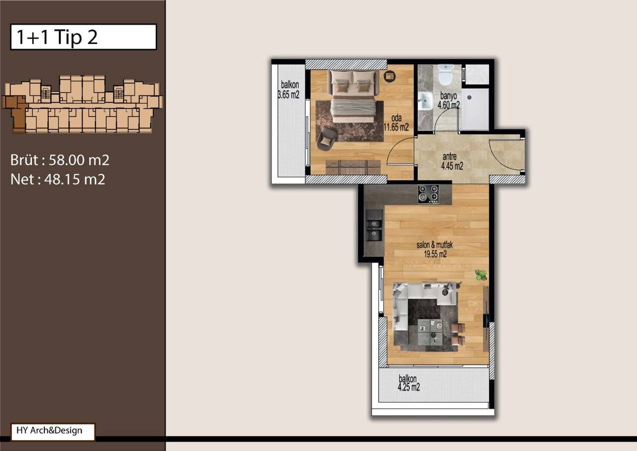Квартира в Мерсине, Турция, 58 м² - фото 10