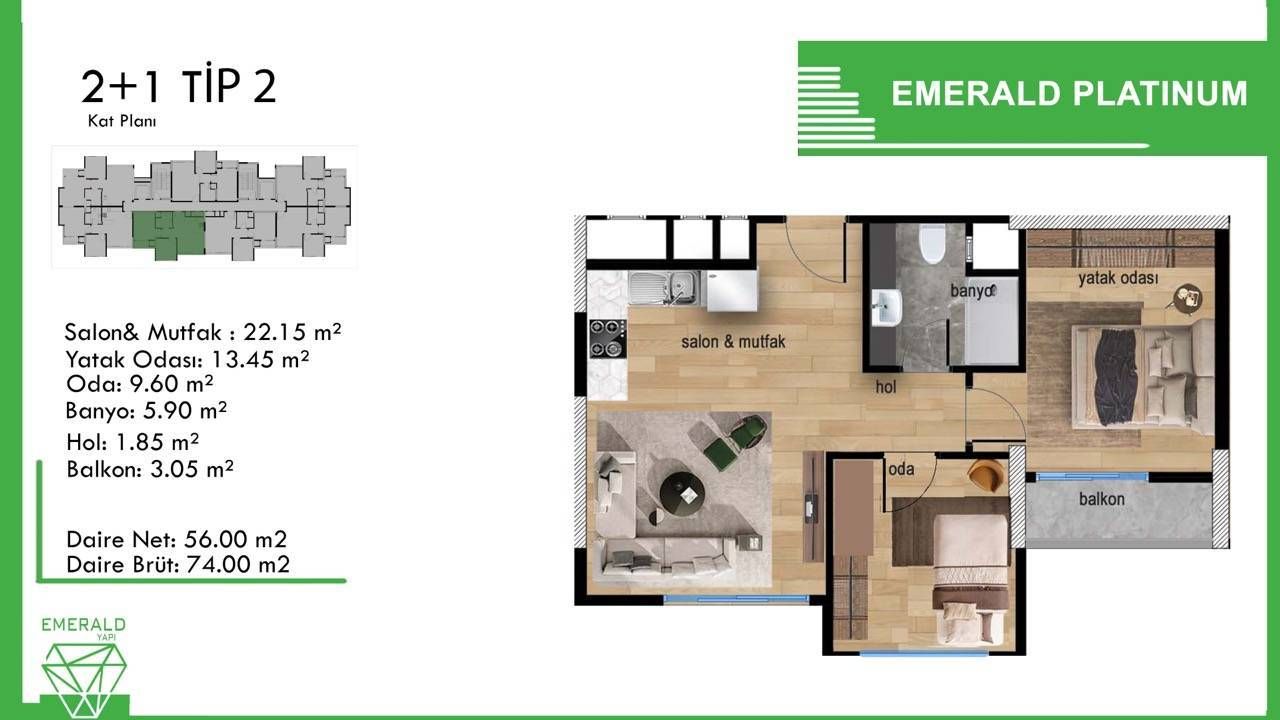 Квартира в Мерсине, Турция, 74 м² - фото 10