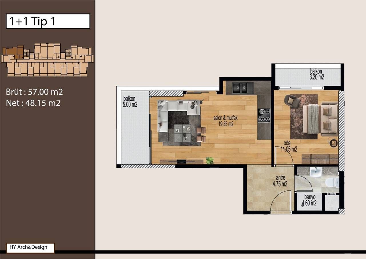 Квартира в Мерсине, Турция, 58 м² - фото 11