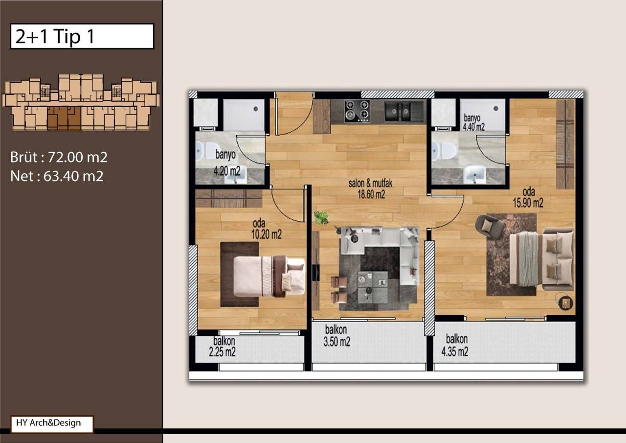 Квартира в Мерсине, Турция, 64 м² - фото 12