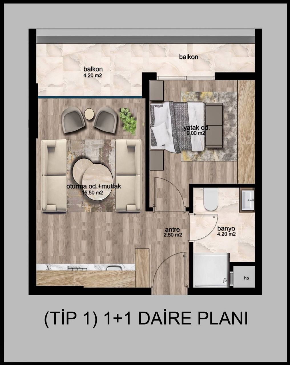 Квартира в Мерсине, Турция, 49 м² - фото 12