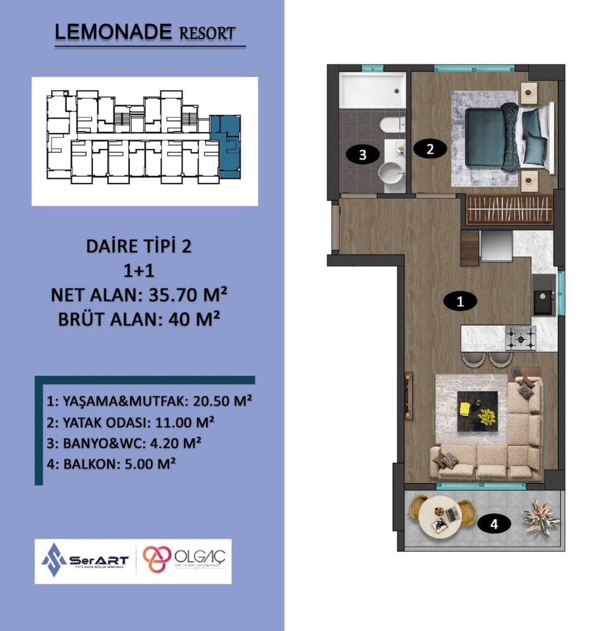 Квартира в Мерсине, Турция, 70 м² - фото 13