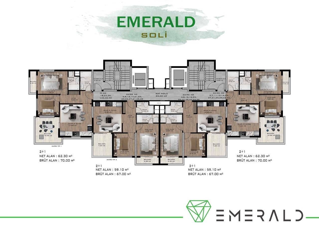 Квартира в Мерсине, Турция, 70 м² - фото 16