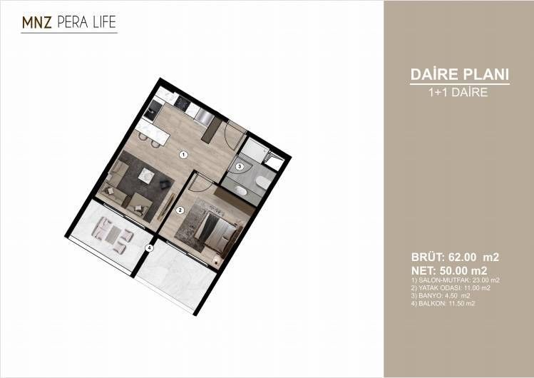 Квартира в Мерсине, Турция, 62 м² - фото 18