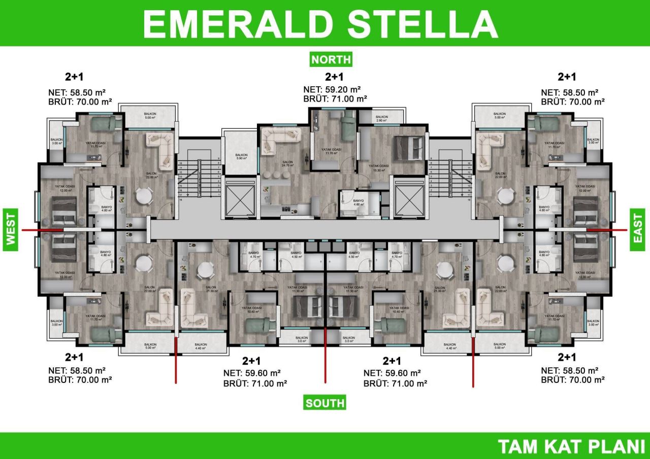 Квартира в Мерсине, Турция, 70 м² - фото 19