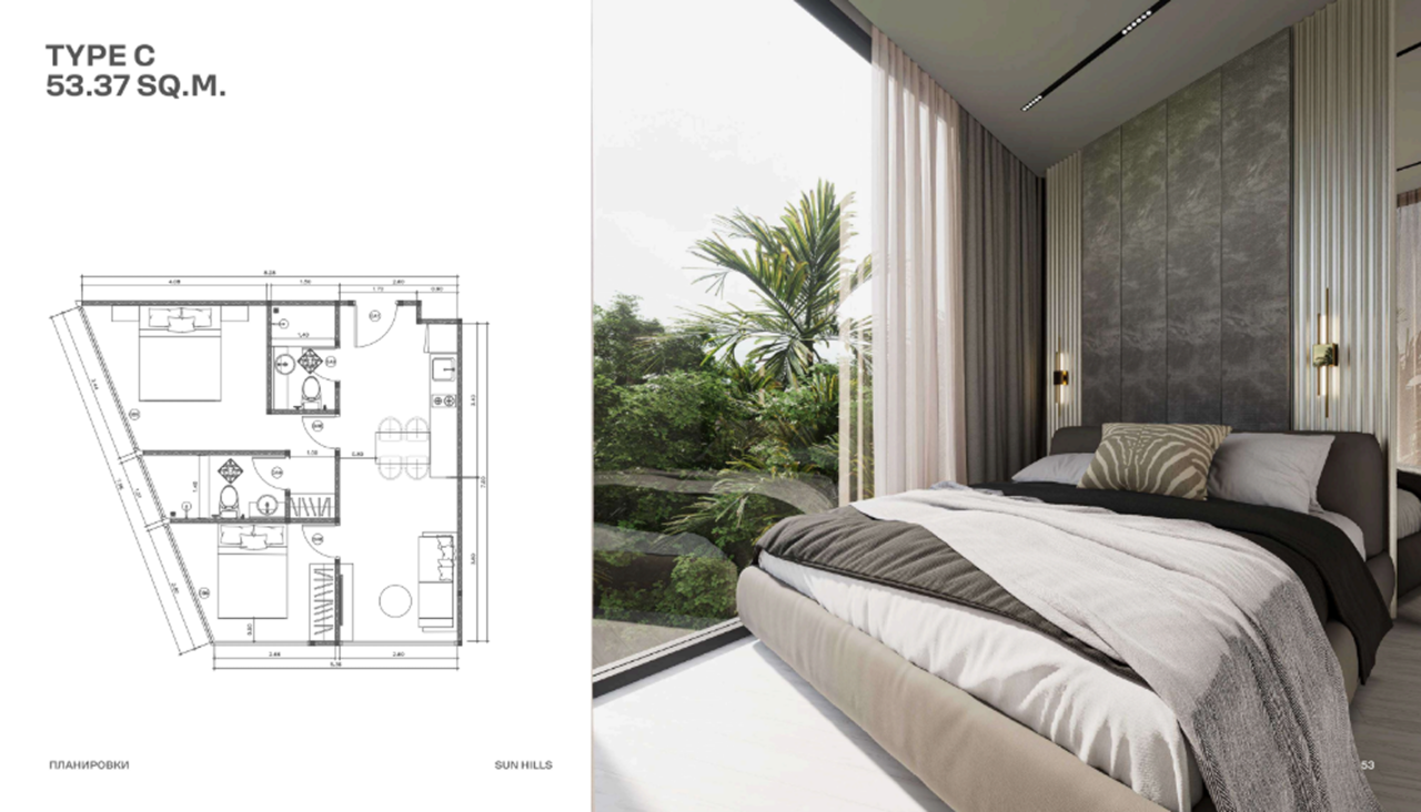 Квартира на острове Пхукет, Таиланд, 53.37 м² - фото 3