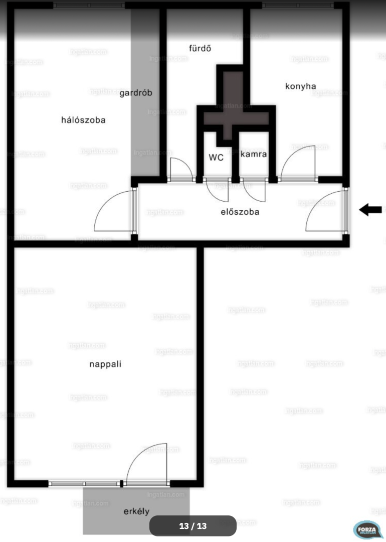 Квартира в Будапеште, Венгрия, 58 м² - фото 13
