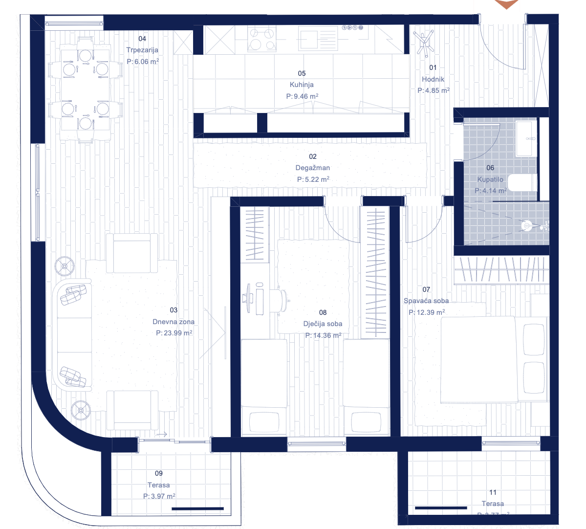 Квартира в Радановичах, Черногория, 88.22 м² - фото 17