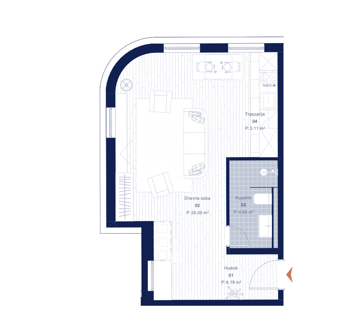 Квартира в Радановичах, Черногория, 39 м² - фото 16
