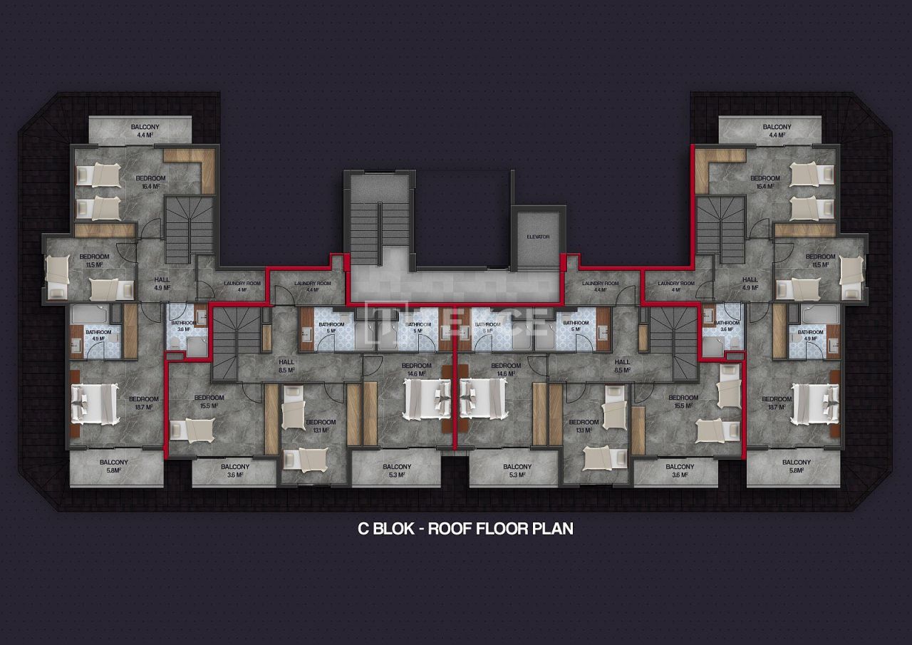 Апартаменты в Алании, Турция, 67 м² - фото 13