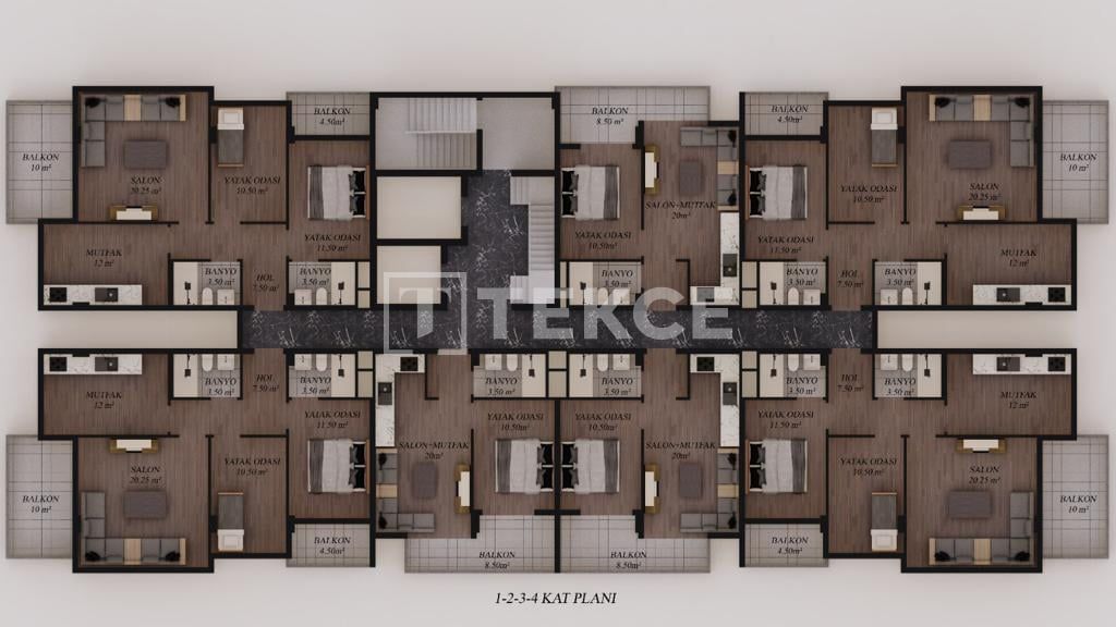 Апартаменты в Газипаше, Турция, 80 м² - фото 12