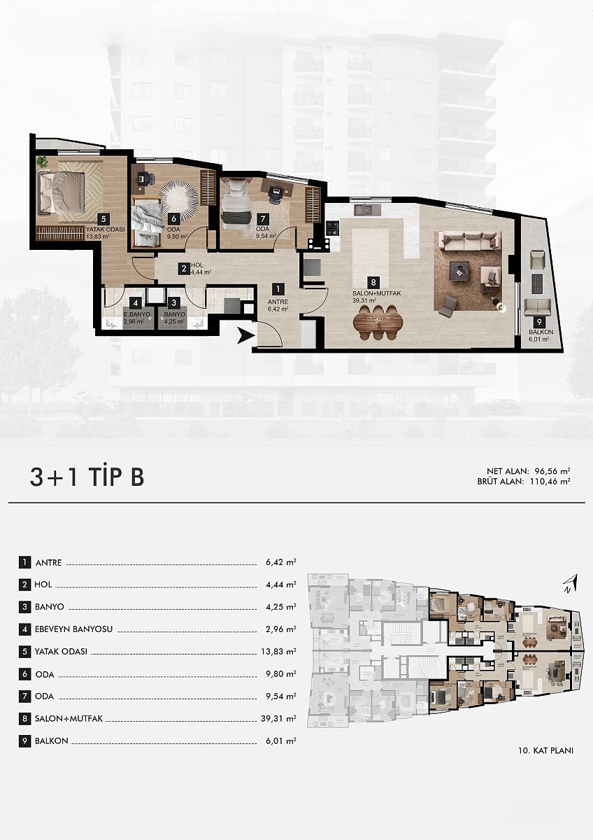 Апартаменты Байраклы, Турция, 110 м² - фото 10