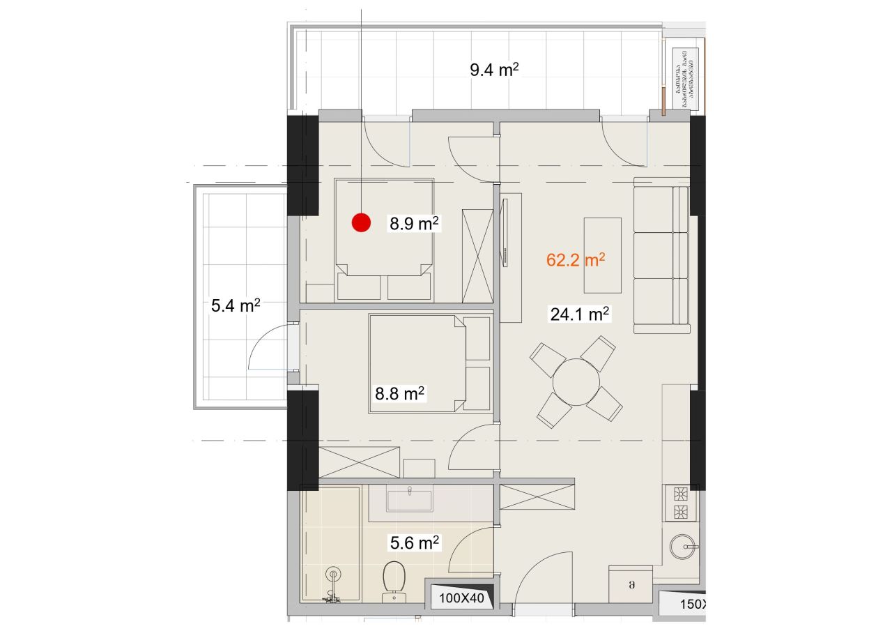 Квартира в Батуми, Грузия, 62.2 м² - фото 1